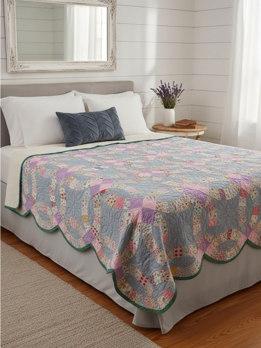 Vintage 1930’s Handmade Double Wedding Ring Quilt